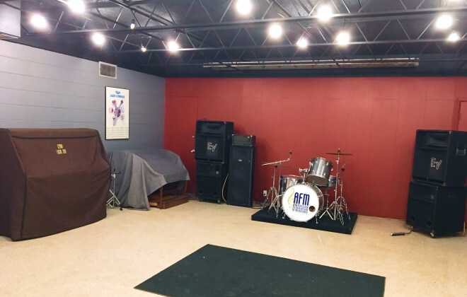 Central Florida Musicians' Association rehearsal hall drums and equipment